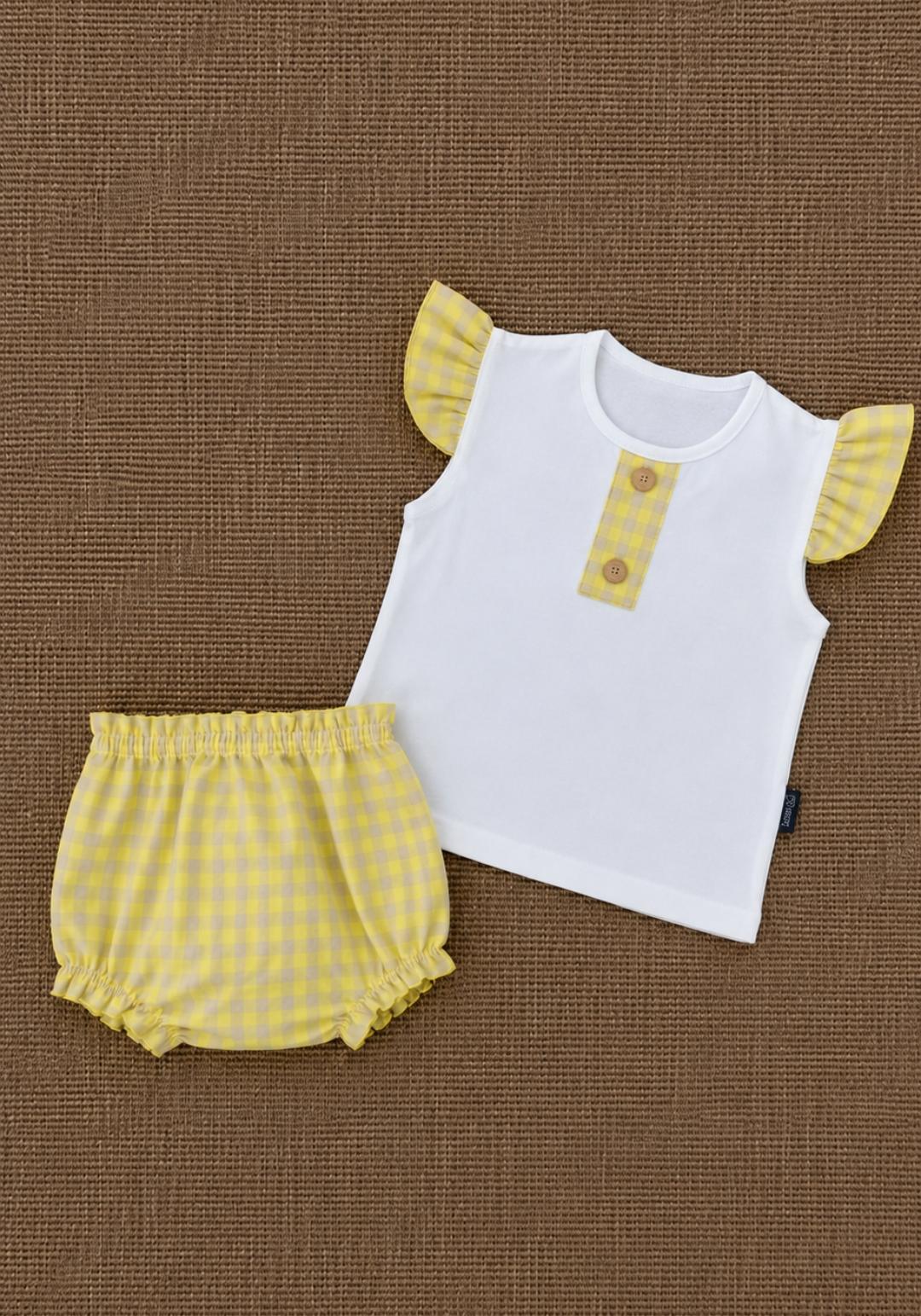 Conjunto vichy amarillo bebé